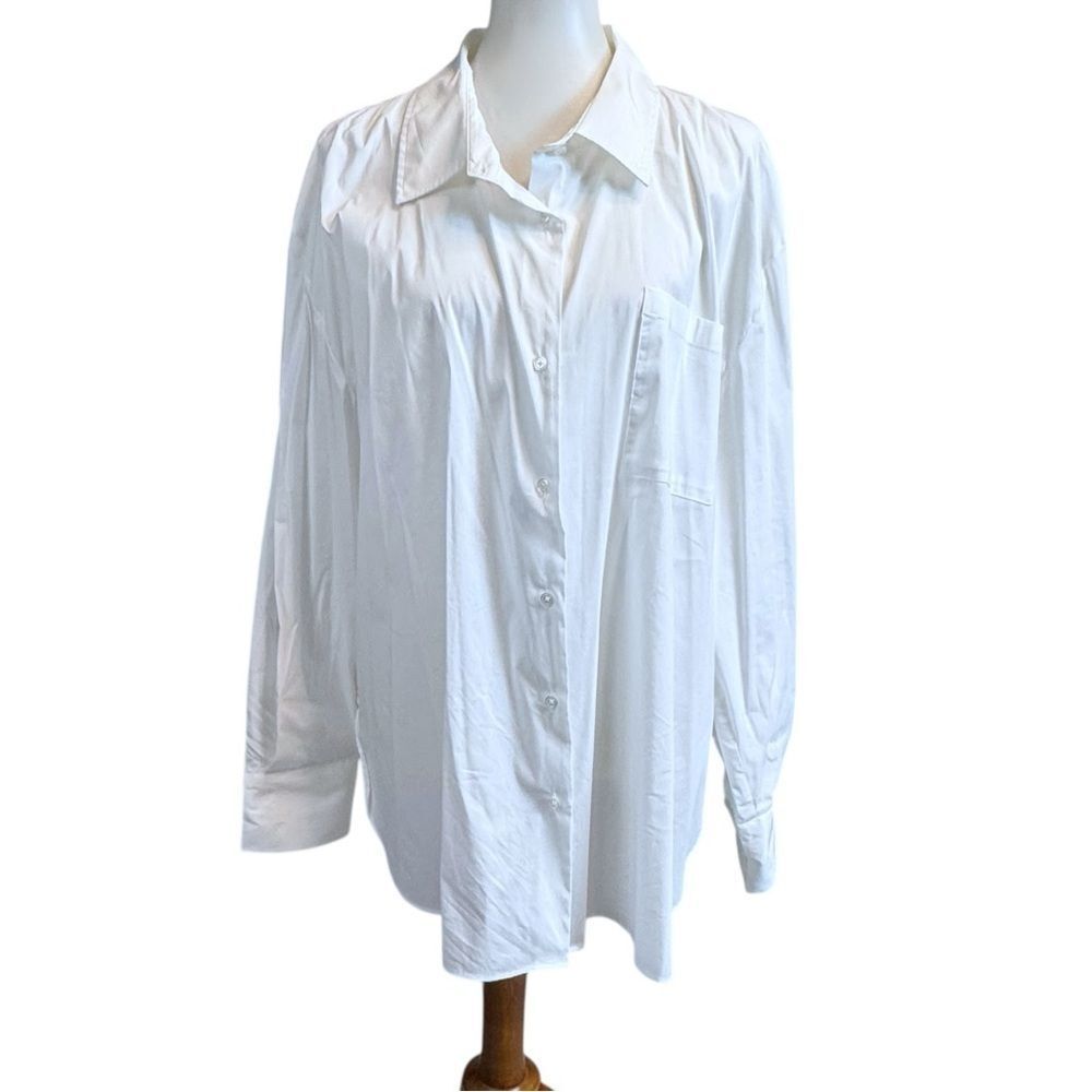 Alex Marie White Button-Up Oversized “Men’s Shirt” Style Top